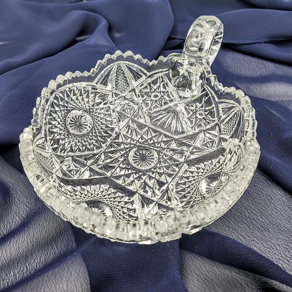 Imperial Glass Nustar Hobstar Candy Trinket Dish APB Brilliant Cut Nappy Vintage